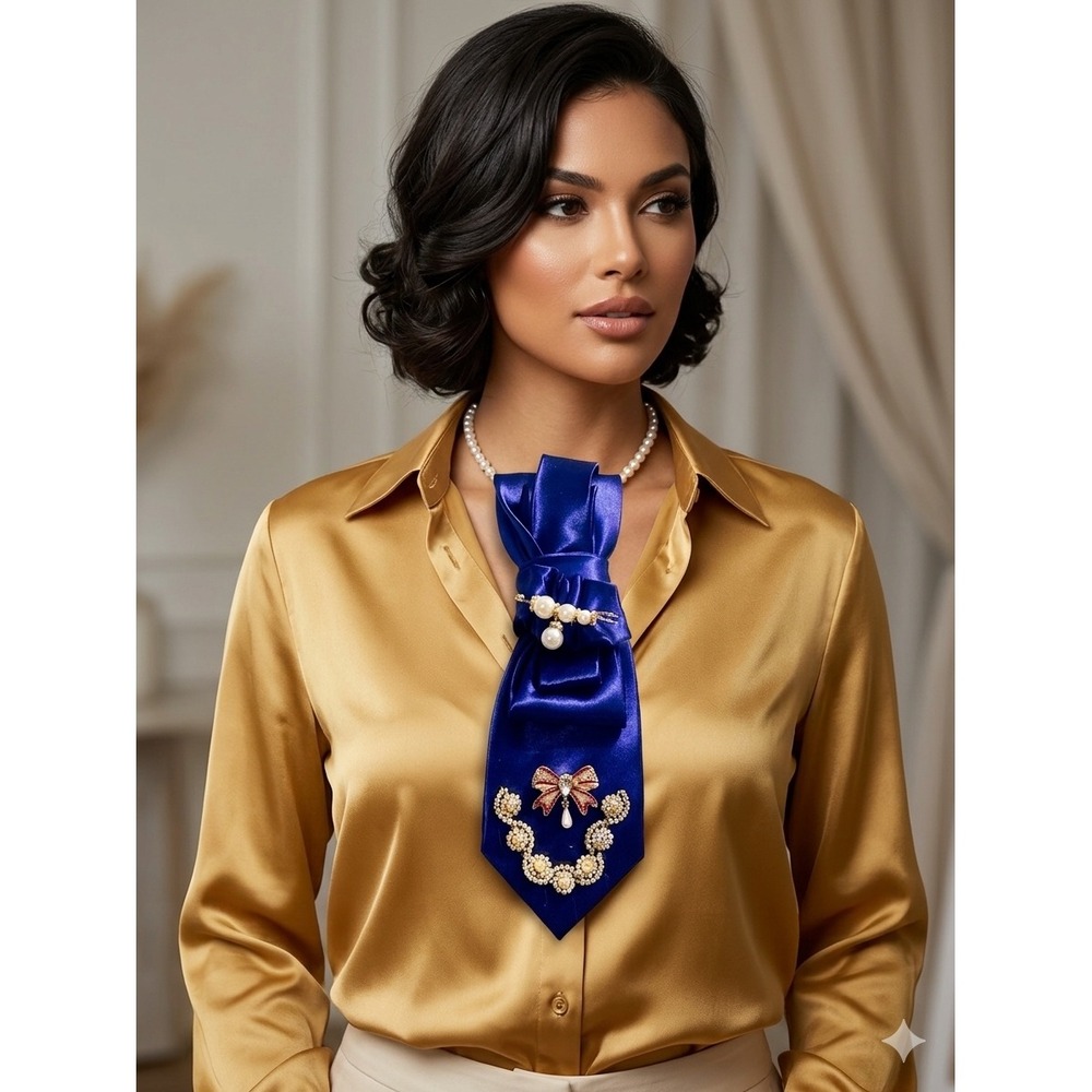 Handcraft Moda di Raza Purple Satin Necktie Pearl Necklace Locket & Earrings Set